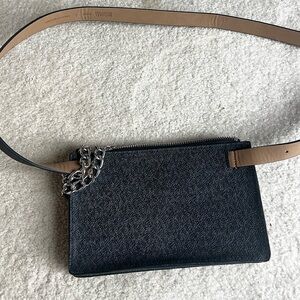 Michael Kors Black Belt Bag / Waist Bag | Silver Chain Detail | Size L
